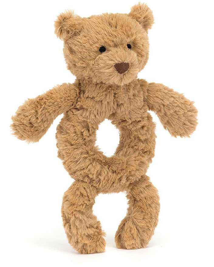 Jellycat Bartholomew Bear Ring Rattle, 7"