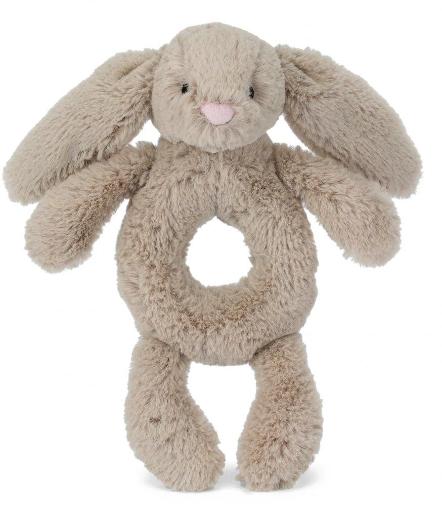 Jellycat Bashful Beige Bunny Ring Rattle, 7"