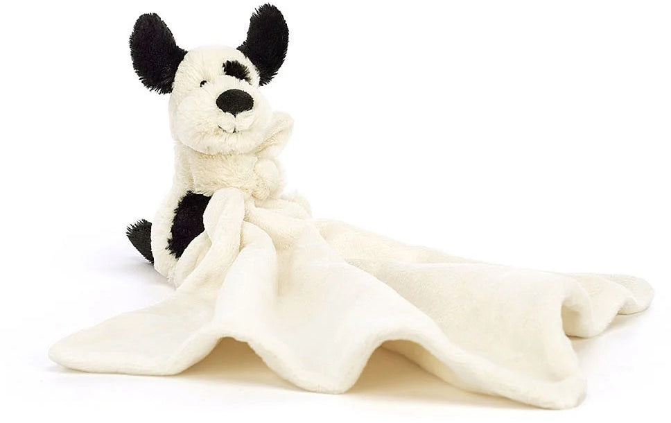 Jellycat Bashful Black & Cream Puppy Soother, 13"