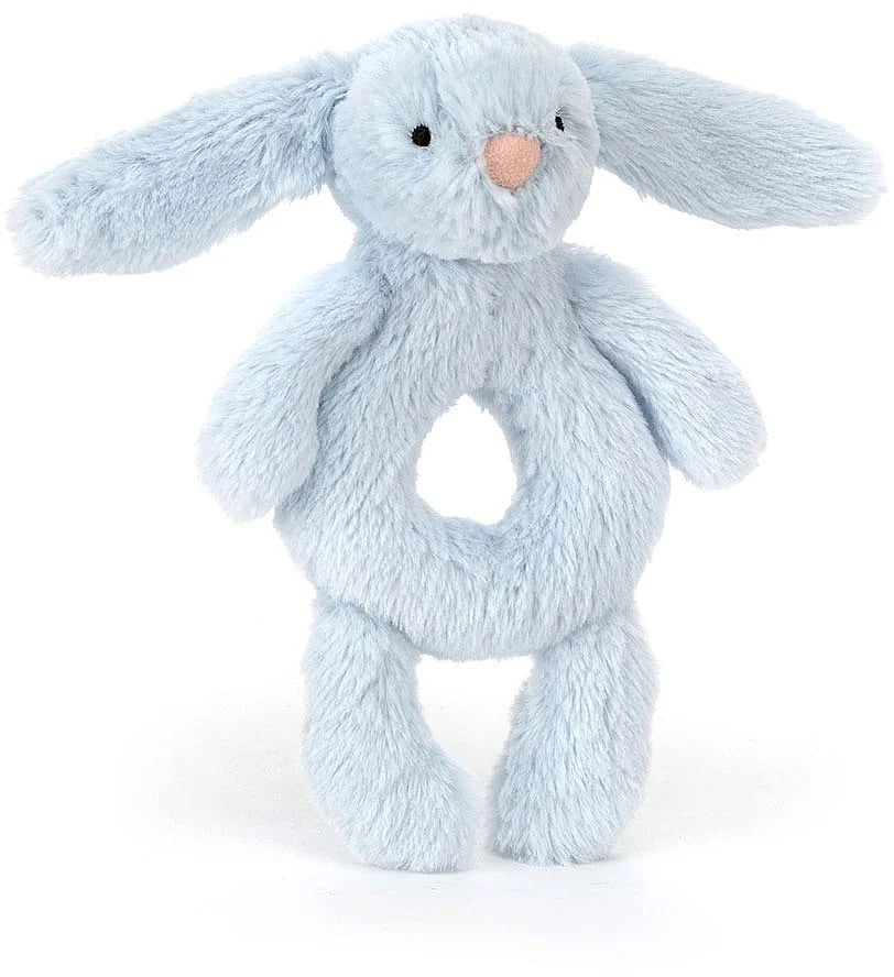 Jellycat Bashful Blue Bunny Ring Rattle, 7"