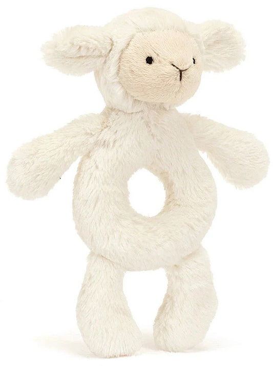 Jellycat Bashful Lamb Ring Rattle, 7"