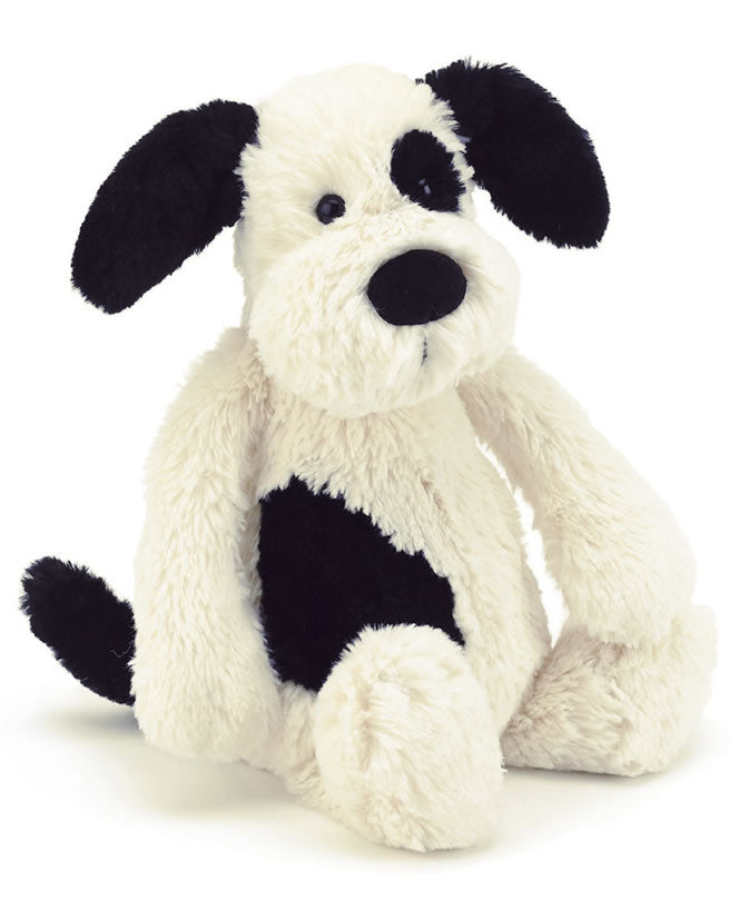 Jellycat Bashful Puppy in Black & Cream, 12"