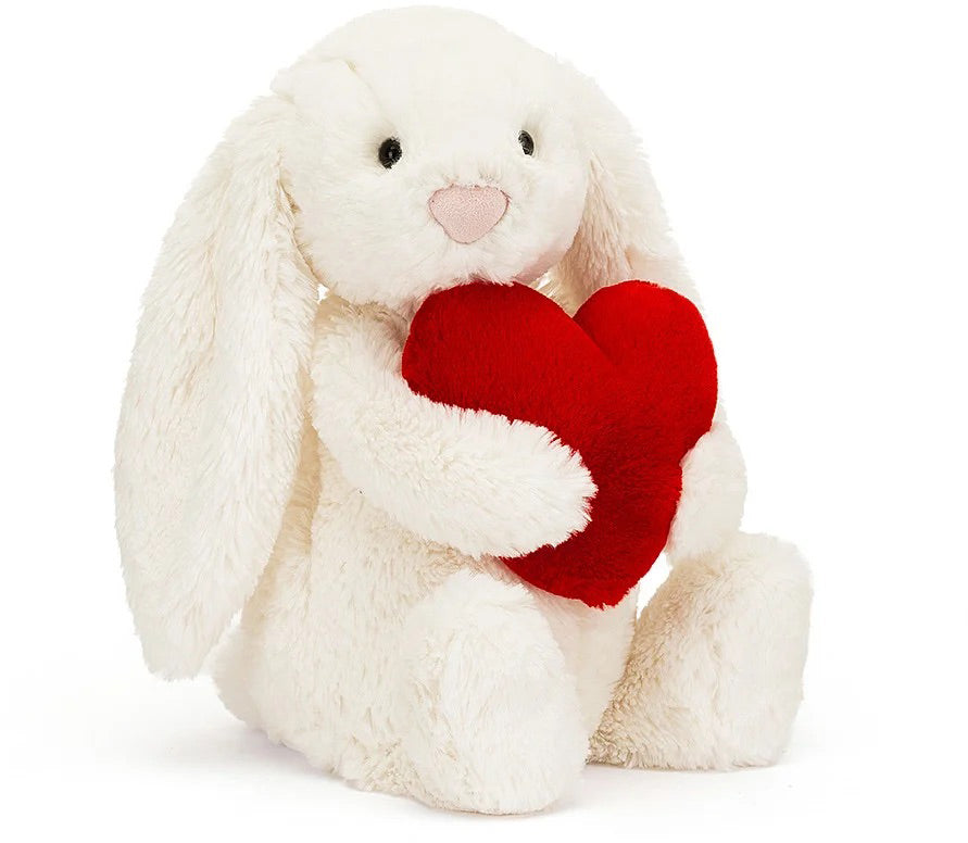 Jellycat Bashful Red Love Heart Bunny Medium, 12"