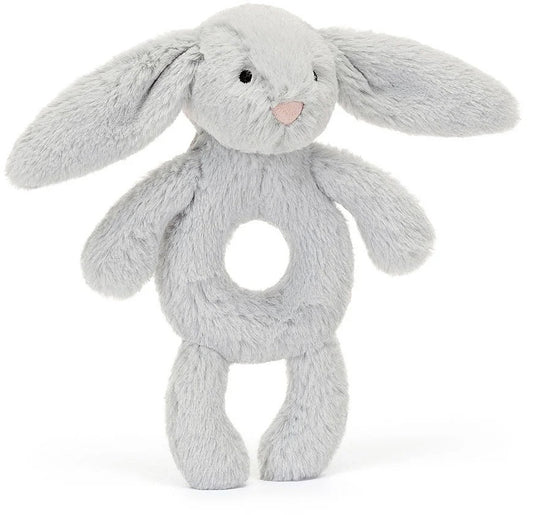 Jellycat Bashful Silver Bunny Ring Rattle, 7"