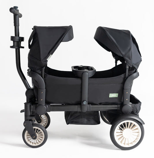 Joey (2 Seater) Stroller Wagon with 2 Canopies - Black