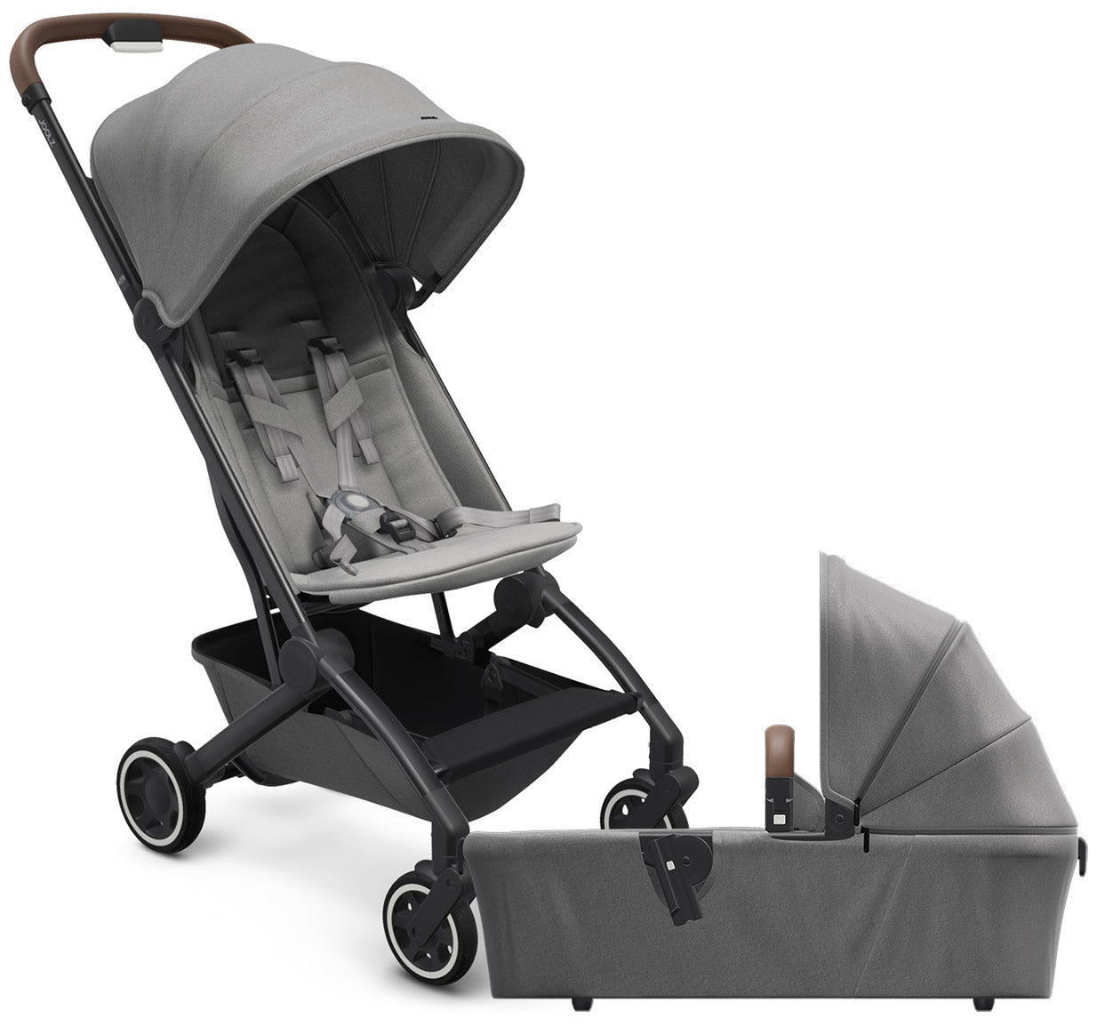 Joolz Aer Lightweight Compact Stroller + Bassinet Bundle - Delightful Grey