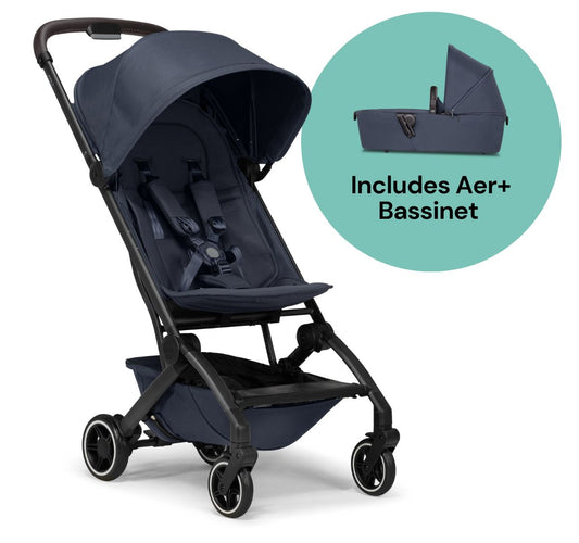 Joolz Aer+ Lightweight Compact Stroller + Bassinet Bundle - Navy Blue