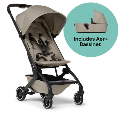 Joolz Aer+ Lightweight Compact Stroller + Bassinet Bundle - Sandy Taupe