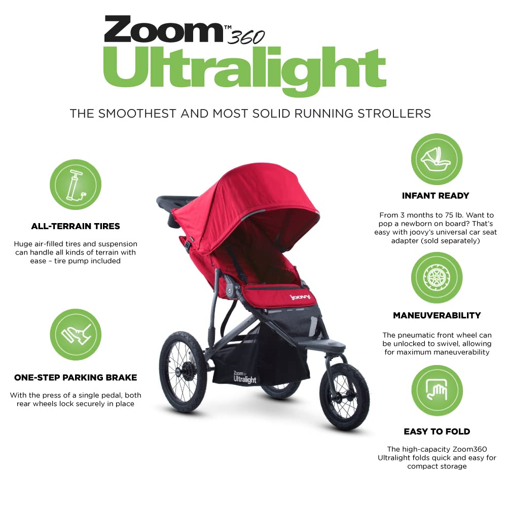 Joovy Zoom 360 Ultralight Jogging Stroller - Red