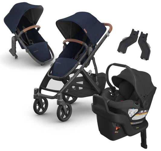 UPPAbaby VISTA V3 Double Stroller with V2+ Rumbleseat + ARIA Travel System Bundle - Noa / Jake