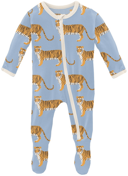 KicKee Pants Footie with Zipper - Pond Tiger, 12-18 Months