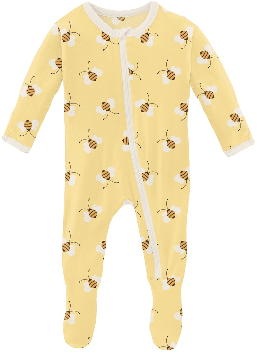 KicKee Pants Footie with Zipper - Wallaby Bees, 0-3 Months