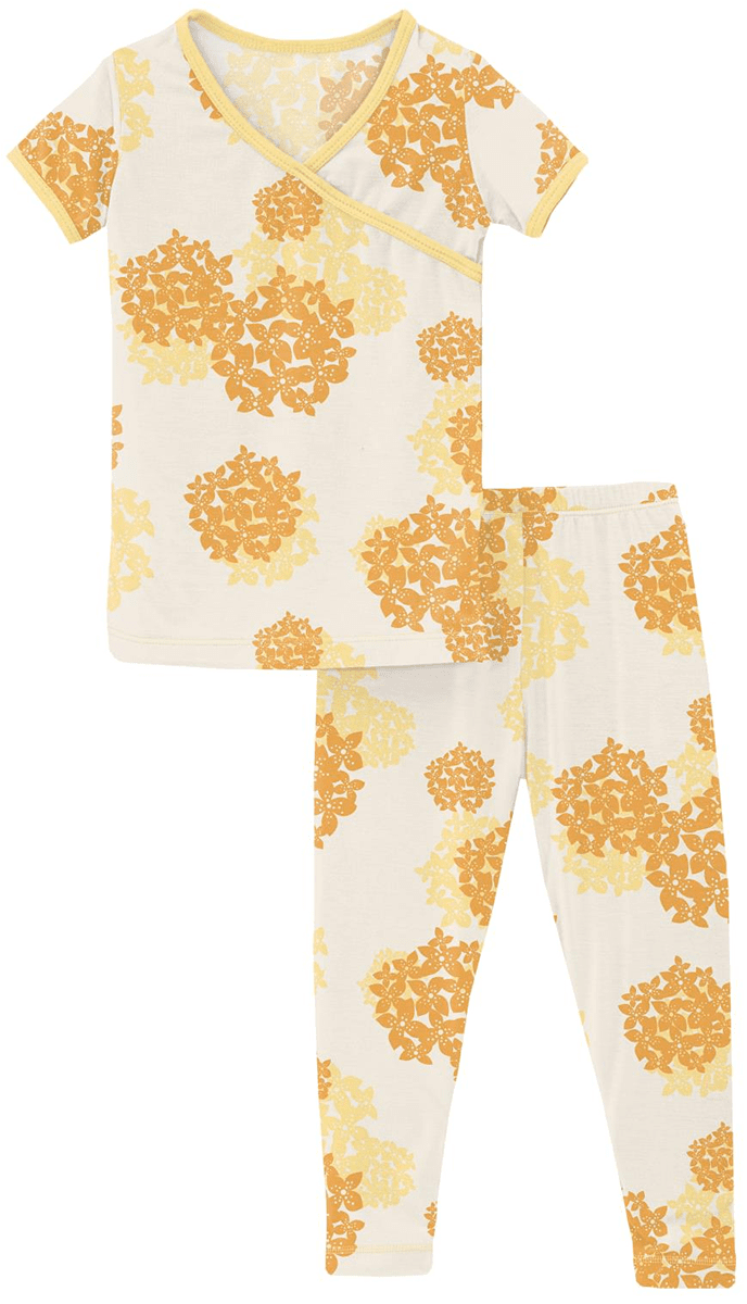 KicKee Pants Short Sleeve Kimono Pajama Set - Wallaby Hydrangea, 2T