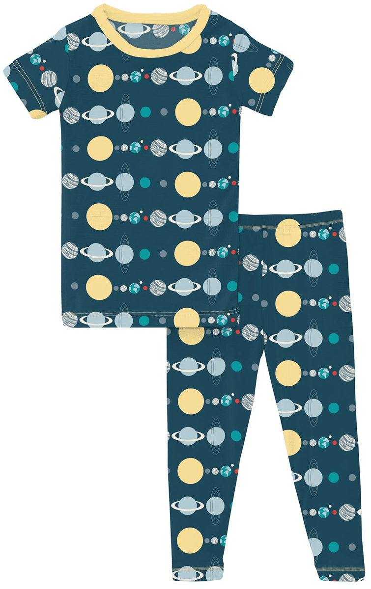 KicKee Pants Short Sleeve Pajama Set - Peacock Planets, 2T