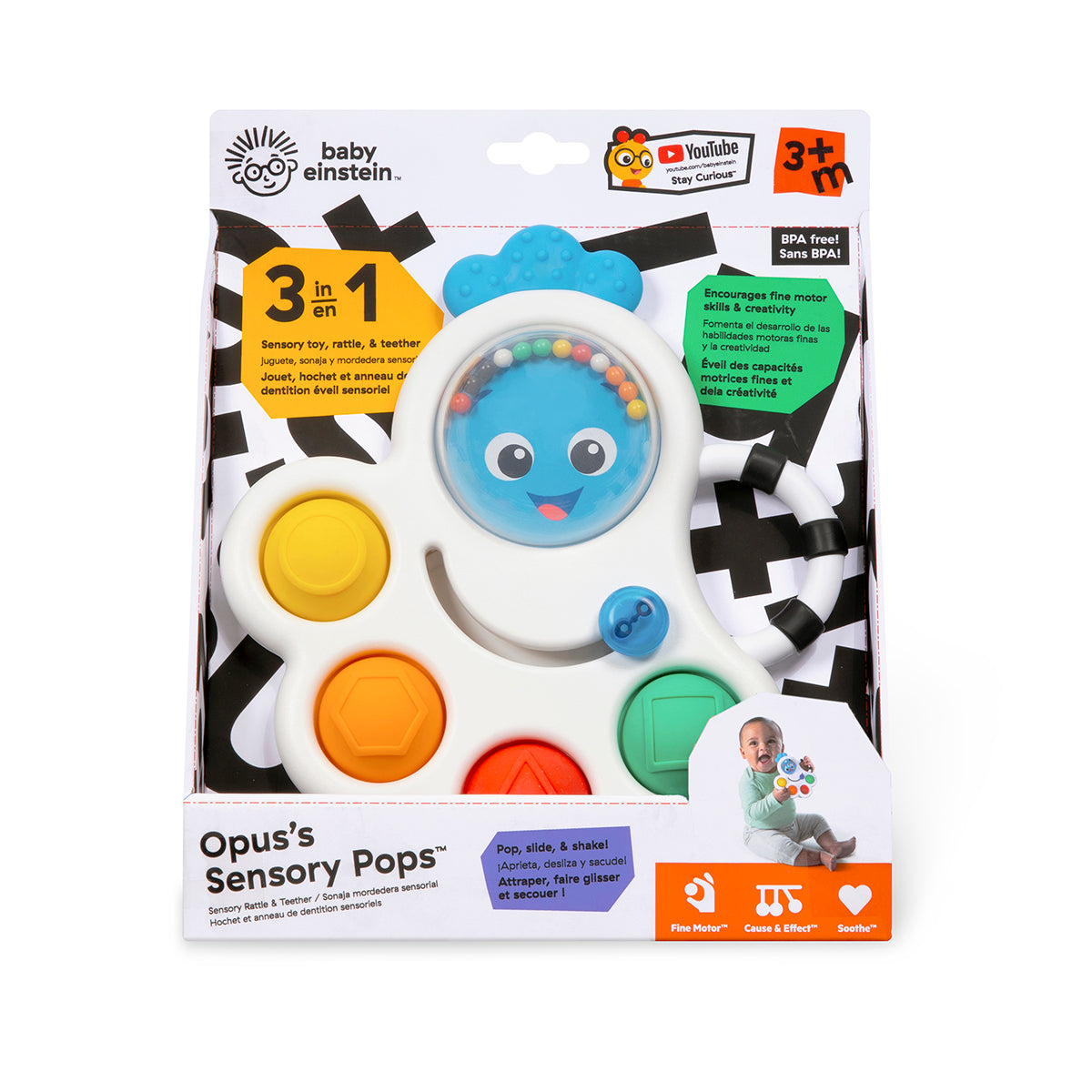 Kids2 Baby Einstein Opus's Shape Pops Sensory Rattle & Teether