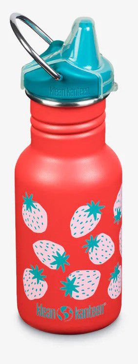 Klean Kanteen Kid Classic Sippy Water Bottle, 12 oz - Coral Strawberries