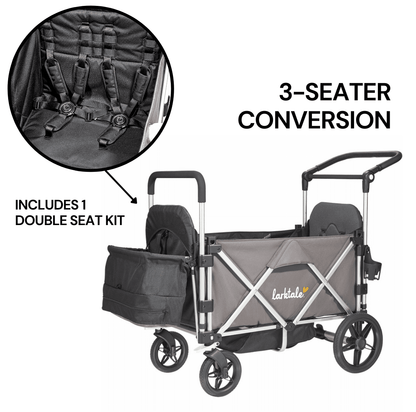 Larktale Caravan (3 Seater) Stroller Wagon Bundle - Mornington Gray