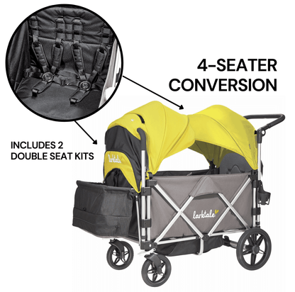 Larktale Caravan (4 Seater) Stroller Wagon Complete Bundle - Mornington Gray / Clovelly Yellow