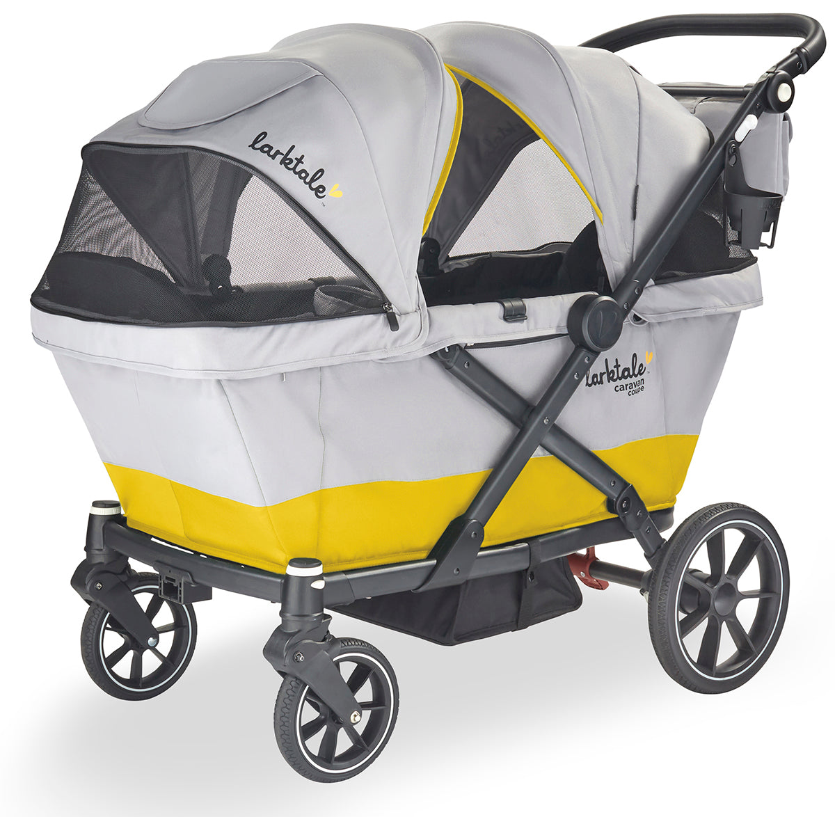 Larktale Caravan Coupe (2 Seater) Stroller Wagon - Gray / Yellow