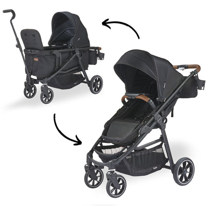 Larktale Crossover V2 (2 Seater) Convertible Stroller Wagon - Byron Black