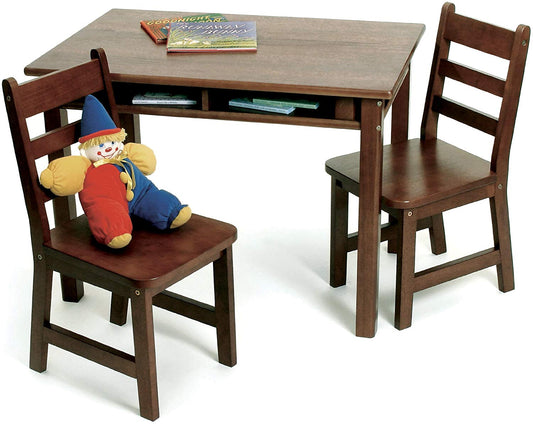 Lipper International Child's Rectangular Table & 2 Chairs - Walnut