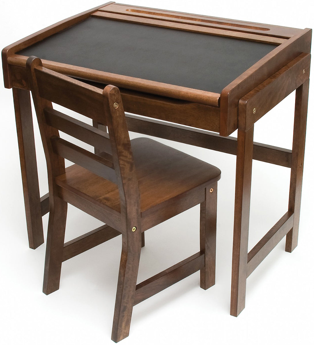 Lipper International Kids Chalkboard Desk & Chair, 2-Piece Set - Walnut