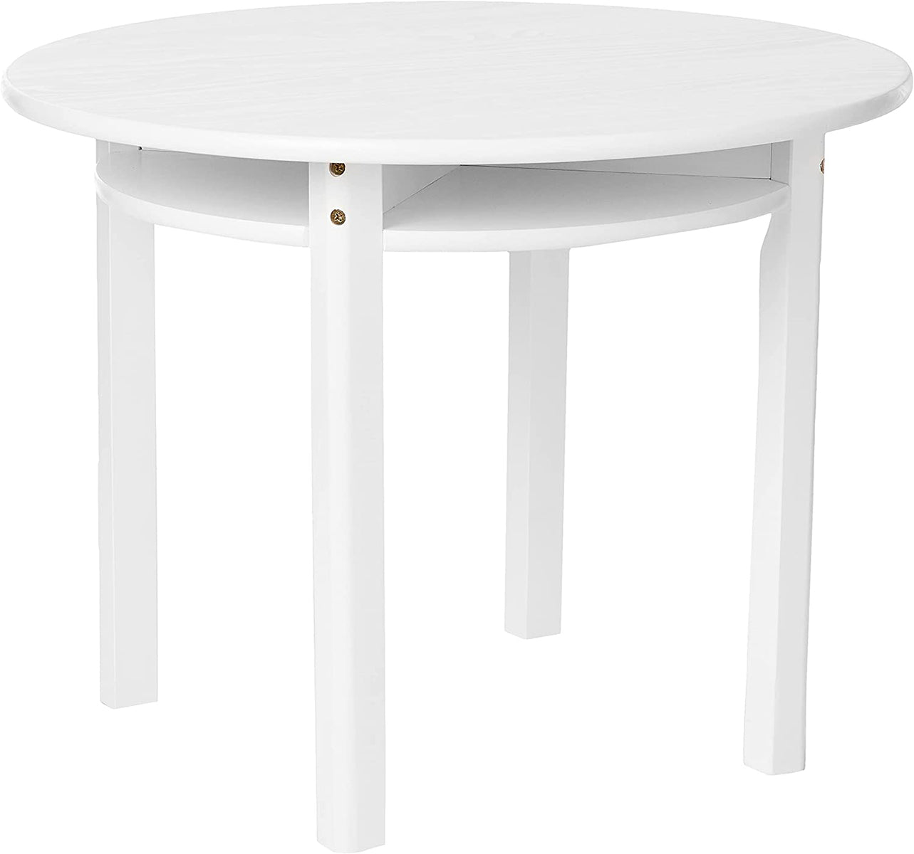 Lipper International Round Table with Shelf and 2 Chairs - White