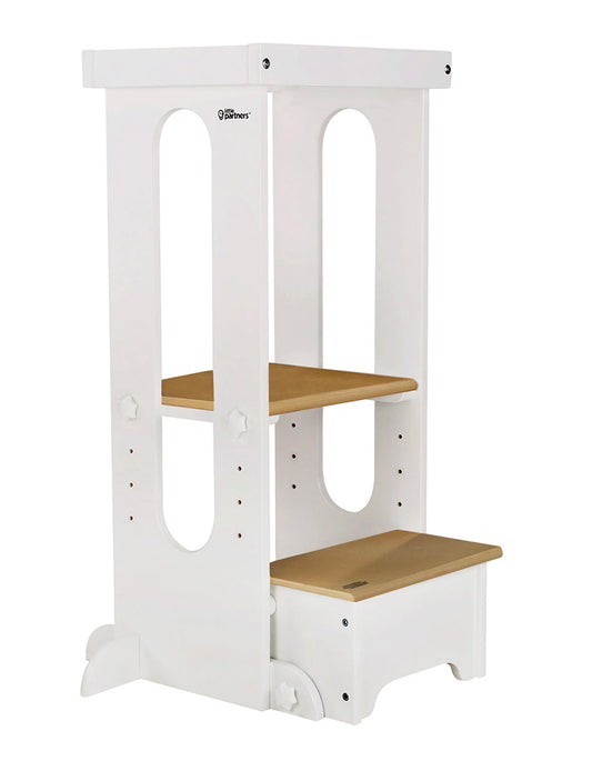 Little Partners Explore N Store Learning Tower - Soft White w/Natural Platform