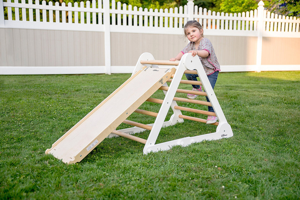 Little Partners Learn N Climb Triangle - Soft White / Natural (Fully Assembled)