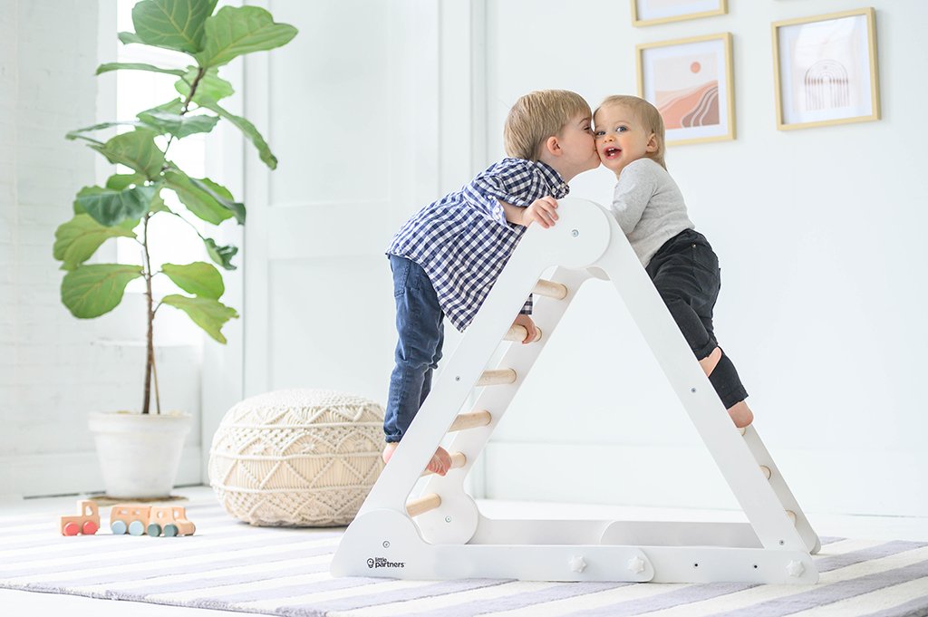 Little Partners Learn N Climb Triangle - Soft White / Natural (Fully Assembled)