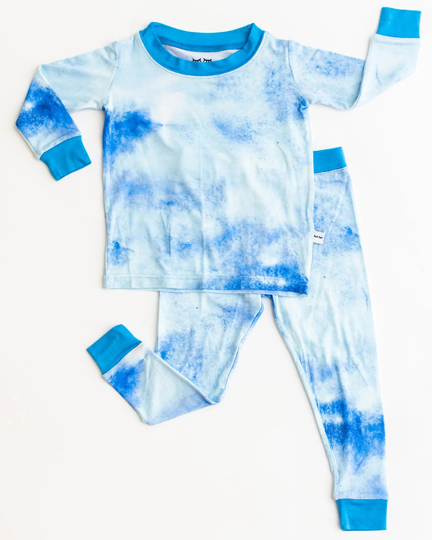 Little Sleepies Two-Piece Bamboo Viscose Pajama Set - Blue Watercolor, 18 - 24 months