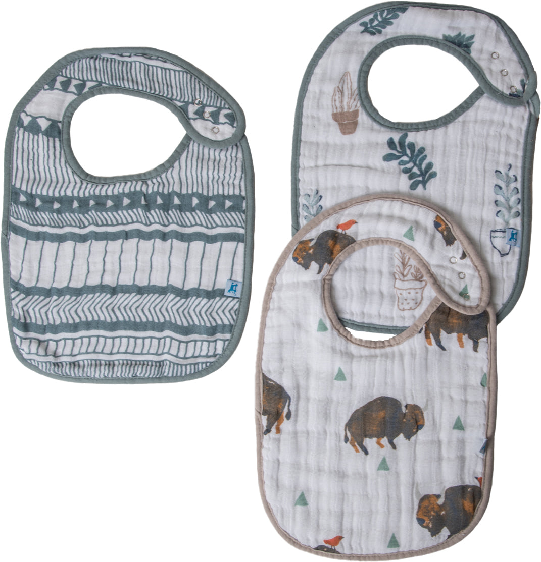 Little Unicorn Cotton Classic Bib 3-Pack - Bison