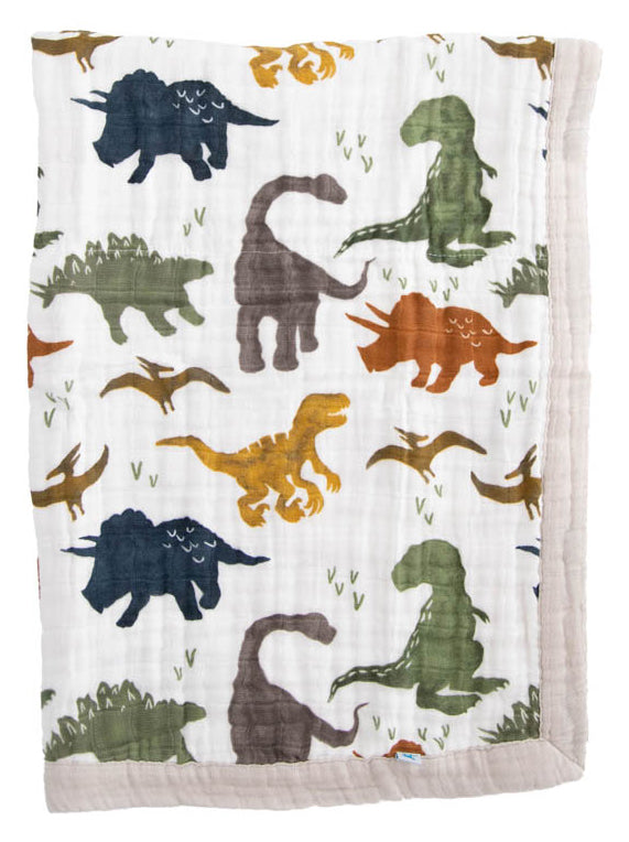 Little Unicorn Cotton Muslin Baby Blanket - Dino Friends