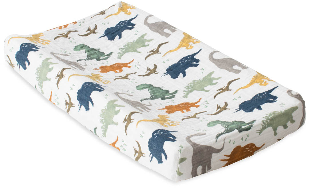 Little Unicorn Cotton Muslin Changing Pad Cover - Dino Friends