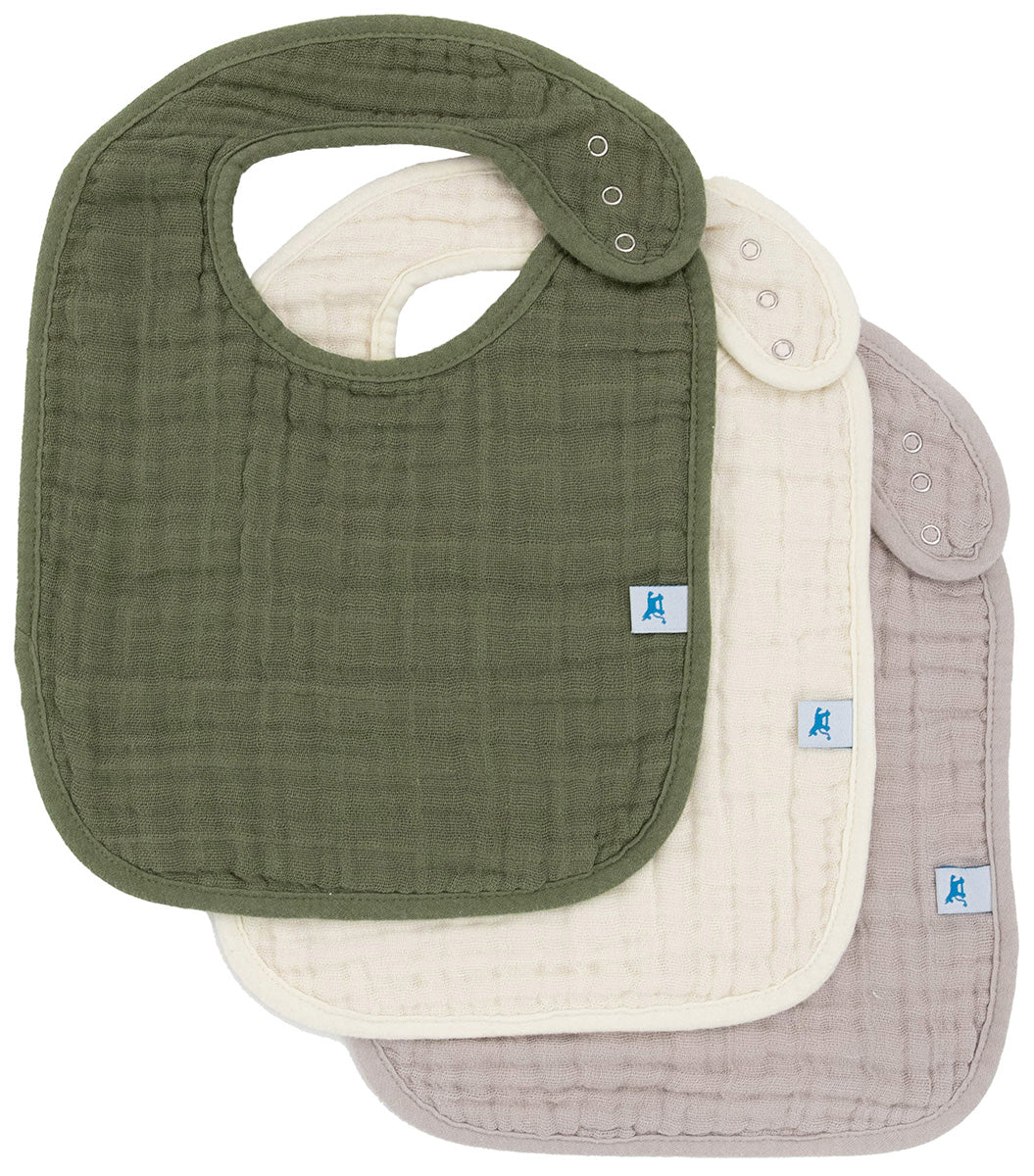 Little Unicorn Cotton Muslin Classic Bib 3 Pack - Fern 2