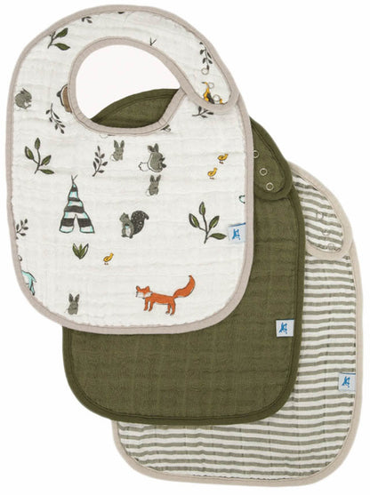 Little Unicorn Cotton Muslin Classic Bib 3 Pack - Forest Friends