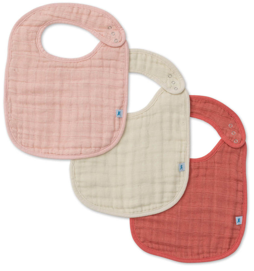 Little Unicorn Cotton Muslin Classic Bib 3 Pack - Rose Petal