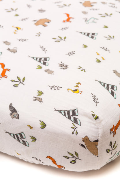 Little Unicorn Cotton Muslin Fitted Sheet - Forest Friends