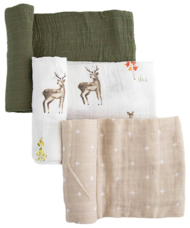 Little Unicorn Cotton Muslin Swaddle 3 Pack - Oh Deer 2 Set