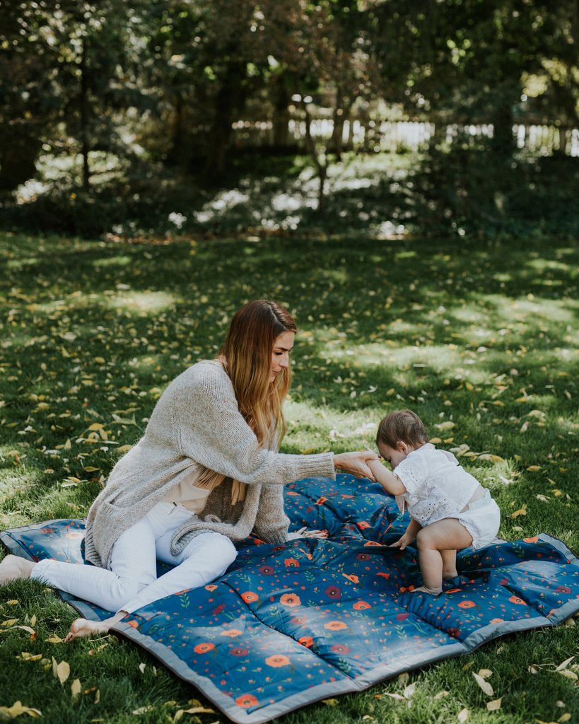 Little Unicorn Outdoor Blanket, 5' x 5' - Midnight Poppy