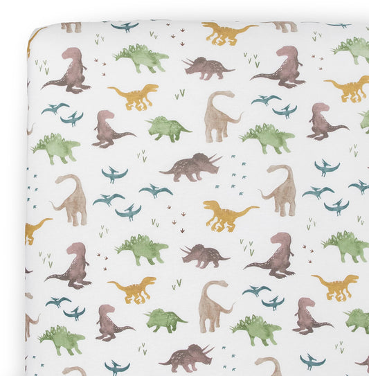 Little Unicorn Stretch Knit Crib Sheet - Dino Pals