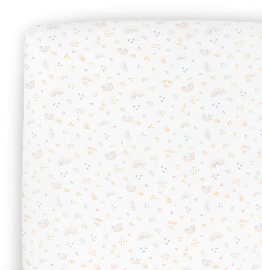 Little Unicorn Stretch Knit Crib Sheet - Rainbows