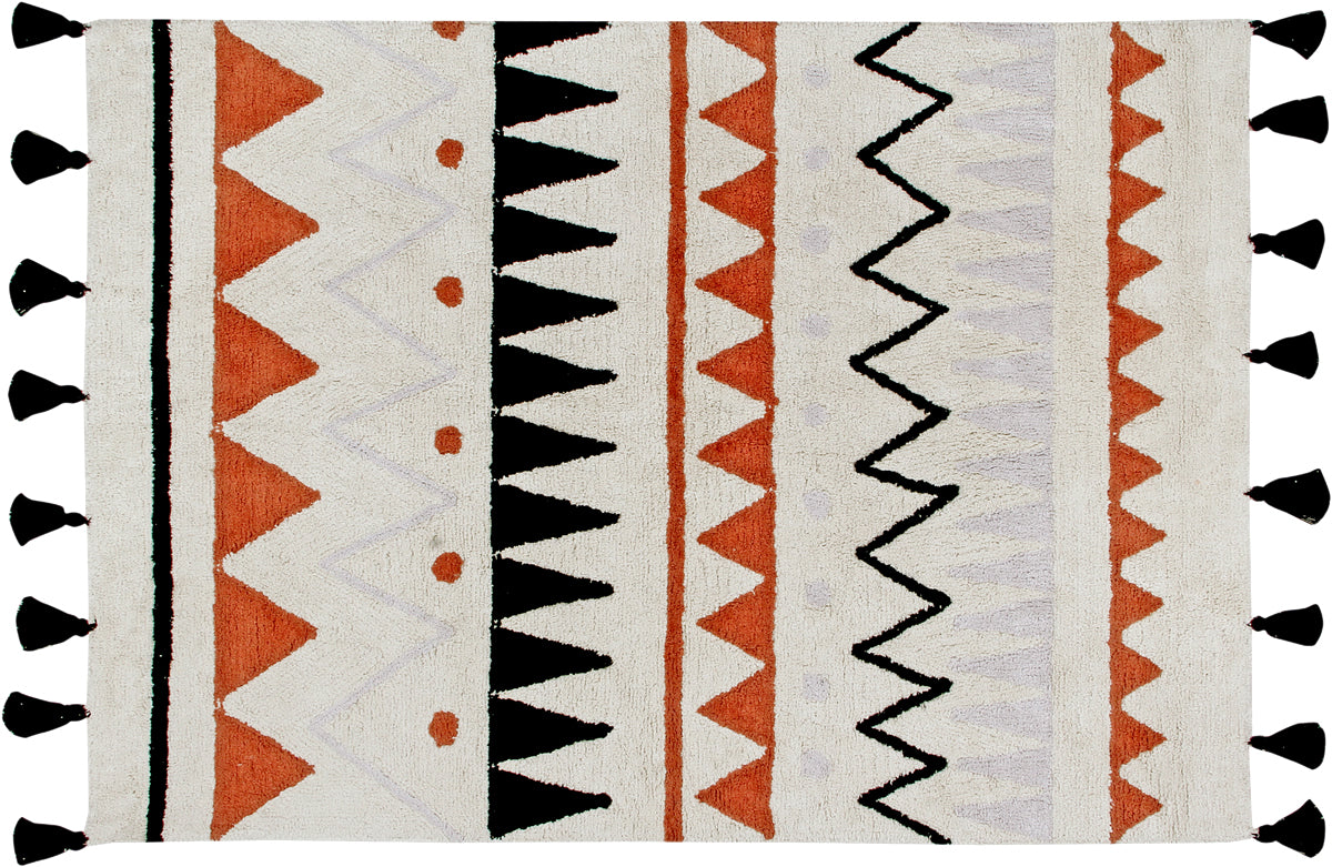 Lorena Canals Azteca Rug - Natural/Terracota (4' 8" x 6' 7")