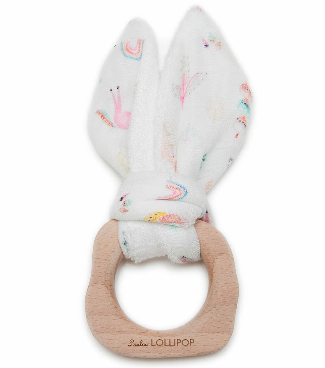 Loulou Lollipop Bunny Ear Teether - Unicorn Dream