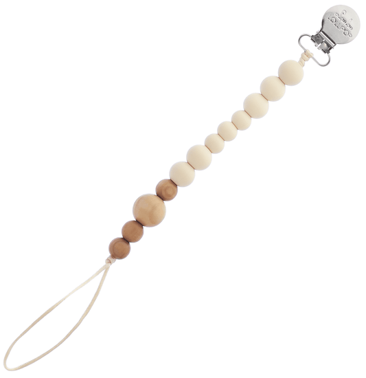 Loulou Lollipop Colorblock Wood + Silicone Soother Holder - Beige