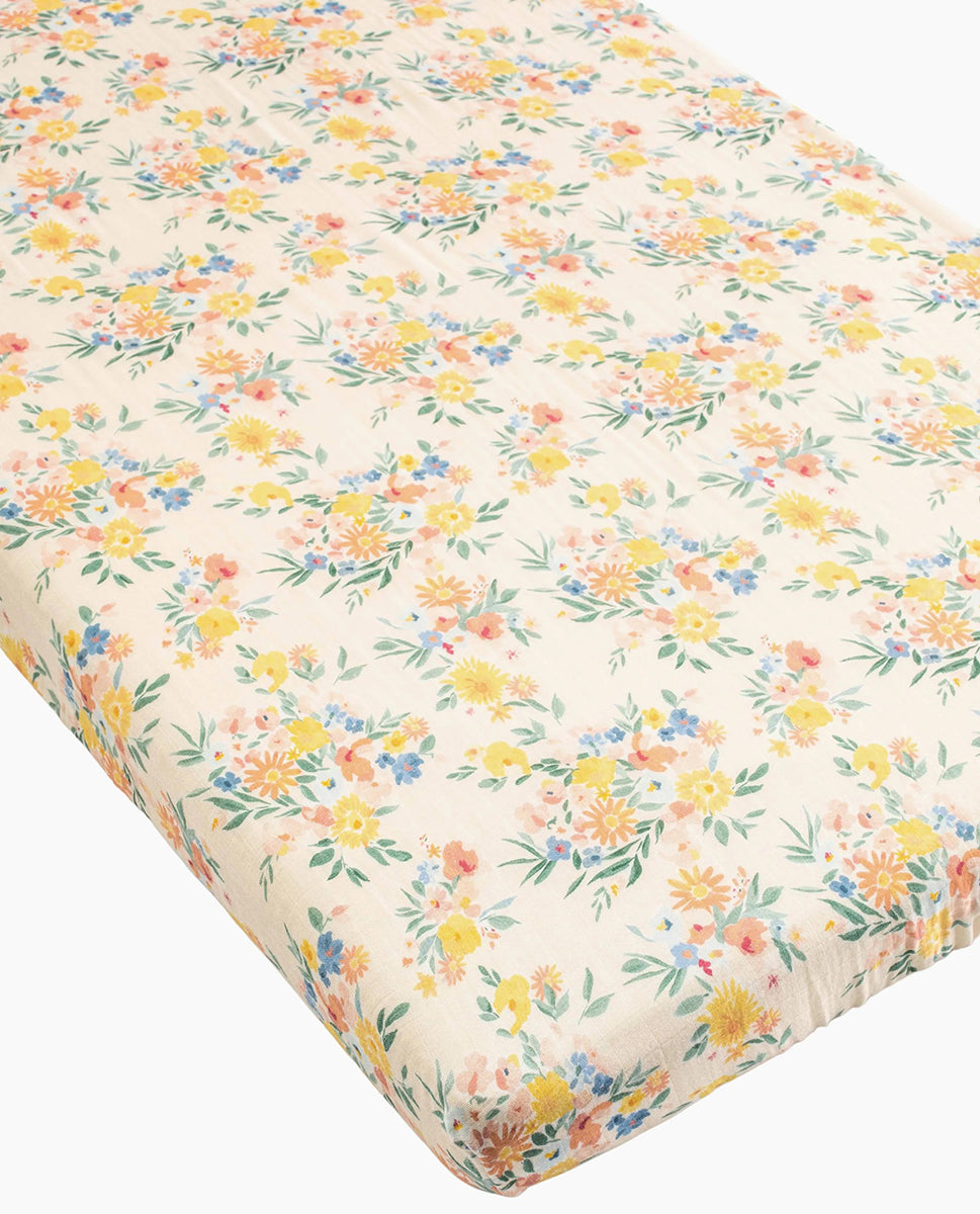 Loulou Lollipop Fitted Crib Sheet - Floral Bouquet