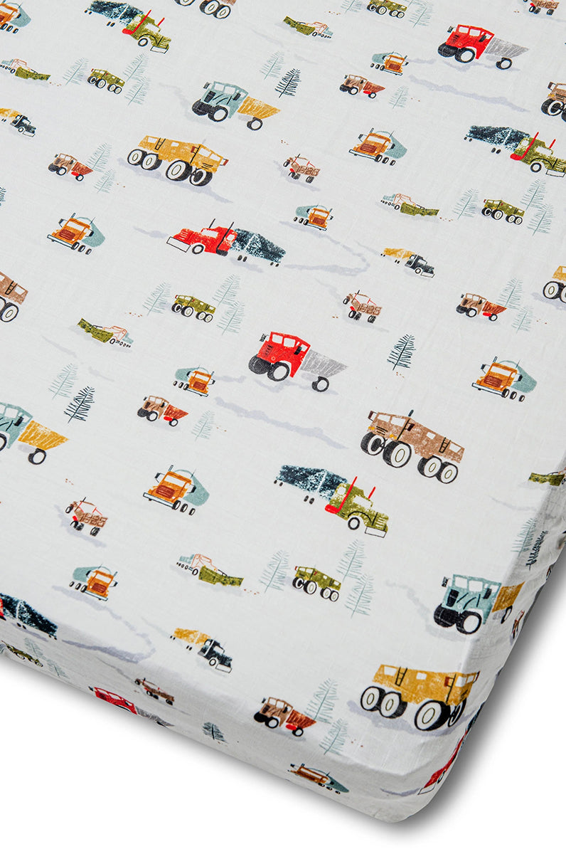 Loulou Lollipop Fitted Crib Sheet - Happy Trucks