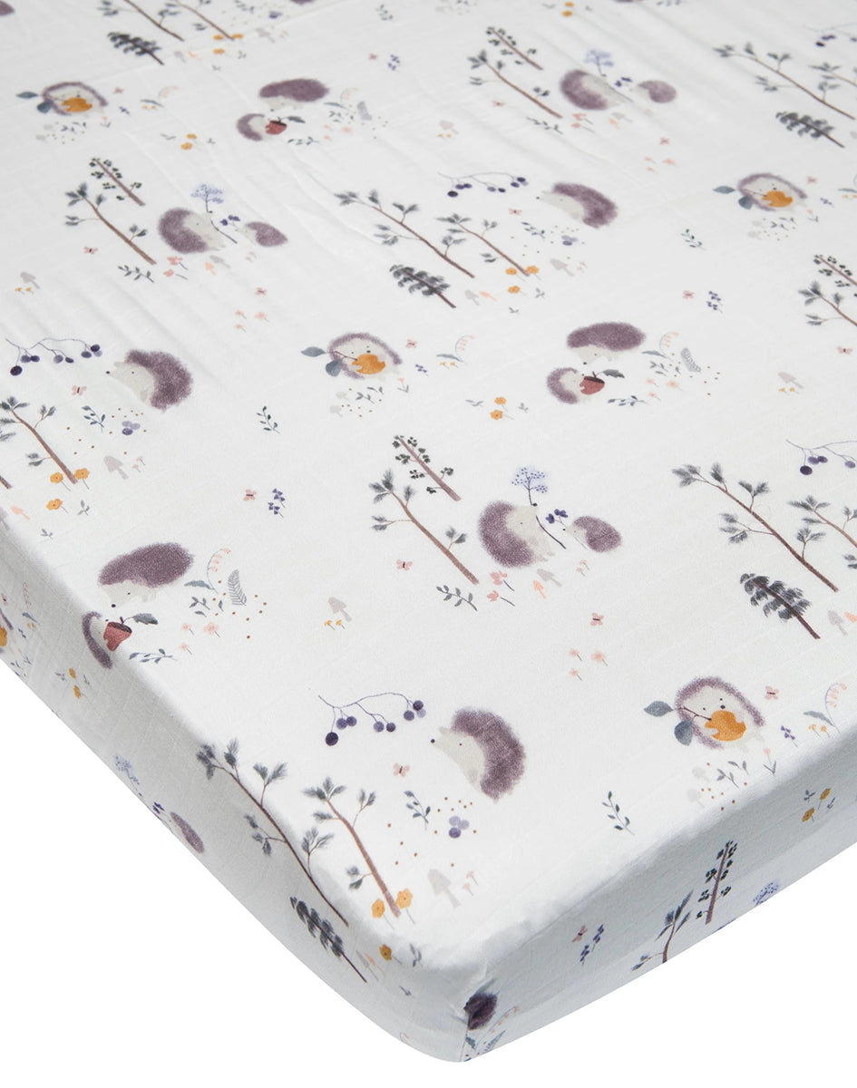 Loulou Lollipop Fitted Crib Sheet - Hedgehogs