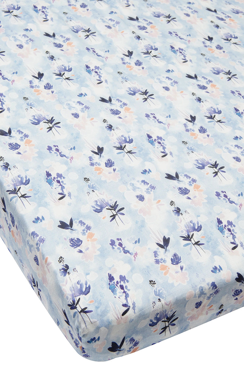 Loulou Lollipop Fitted Crib Sheet - Ink Floral