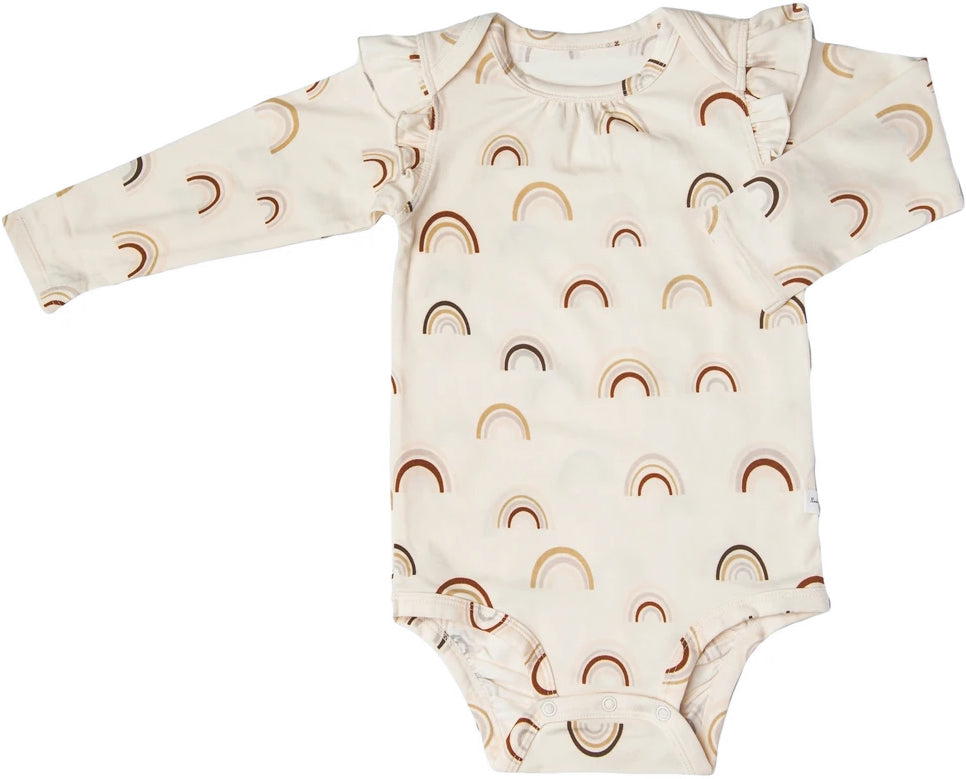 Loulou Lollipop Long Sleeve Bodysuit in TENCEL - Canyon Rainbow (0-3 M)